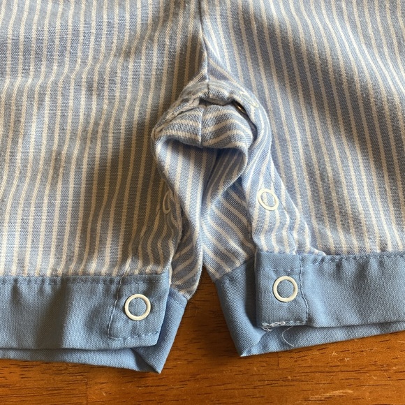 Vintage Disney Kids Baby Size Newborn Infant Blue White Striped Overalls Boats - Picture 3 of 10